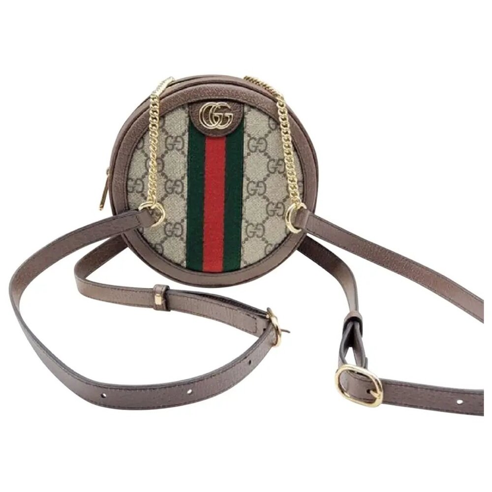 Authentic Gucci Ophidia Round Mini Crossbody Bag NEW | GG Supreme Canvas Web Bag